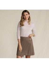 LANDS' END Karierter Faltenrock, Damen,  Beige, Viskose-Mischung/Polyester-Mischung, by Lands' End