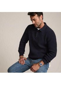 LANDS' END Chenille-Pullover mit Polokragen, Herren,  Grau, Wolle/Polyester/Nylon, by Lands' End