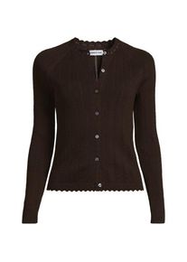 LANDS' END Ajour-Cardigan aus Baumwolle, Damen,  Braun, Baumwolle, by Lands' End