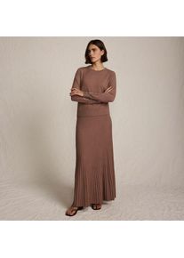 LANDS' END Maxirock Silk Touch, Damen,  Braun, Polyester/Viskose/Polyester-Mischung, by Lands' End