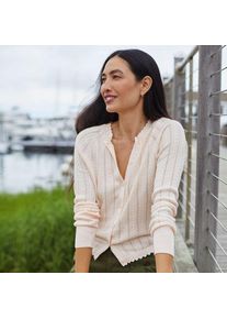 LANDS' END Ajour-Cardigan aus Baumwolle, Damen,  Pink, Baumwolle, by Lands' End