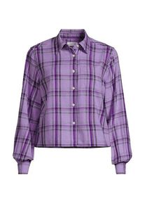 LANDS' END Verk&uuml;rzte Flanellbluse, Damen,  Lila, Baumwolle, by Lands' End