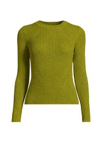 LANDS' END Rippstrick-Pullover aus Baumwollmix, Damen,  Gr&uuml;n, Polyacryl/Viskose/Baumwoll-Mischung, by Lands' End