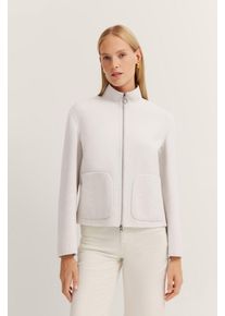 Bugatti Damen Wolljacke20, ecru, casual, Gr. 46, unifarben, 50% Polyester, 50% Wolle, Jacken, mit Stehkragen & Reißverschluss