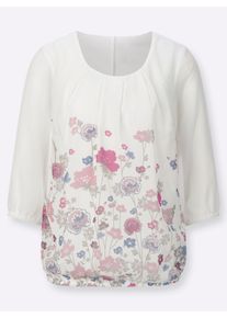 sheego Große Größen Tunika aus Chiffon, Blumen-Muster, ecru-hortensie-bedruckt, Größe 50 - Damen