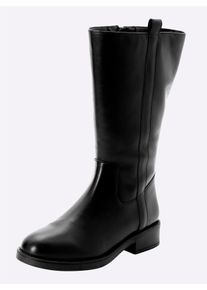 sheego Große Größen Weitschaftstiefel mit Zierlaschen, schwarz, Größe 42 - Damen