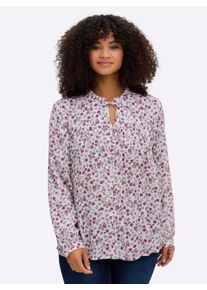 sheego Gro&szlig;e Gr&ouml;&szlig;en Cr&ecirc;pebluse mit Bl&uuml;mchendruck, ecru-erika-bedruckt, Gr&ouml;&szlig;e 54 - Damen