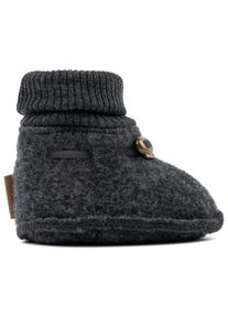 Mikk-line Wool Footies Hüttenschuhe Kinder Alltag (Gr 62/68 |schwarz/grau)