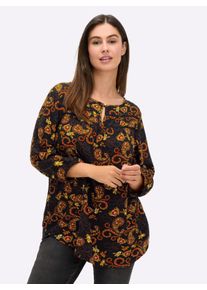 sheego Gro&szlig;e Gr&ouml;&szlig;en Schlupfbluse mit Paisleymuster, aus Viskose, schwarz-ocker-bedruckt, Gr&ouml;&szlig;e 50 - Damen