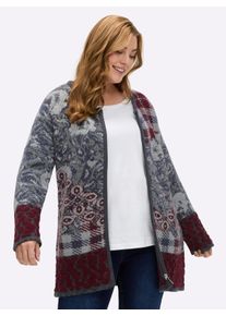 sheego Gro&szlig;e Gr&ouml;&szlig;en Jacquardstrickjacke f&uuml;r Drinnen und Drau&szlig;en, rauchblau-gemustert, Gr&ouml;&szlig;e 50 - Damen