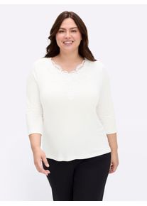 sheego Gro&szlig;e Gr&ouml;&szlig;en Spitzenshirt mit 3/4-&Auml;rmeln, ecru, Gr&ouml;&szlig;e 46 - Damen