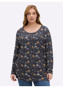 sheego Große Größen Print-Shirt aus Viskose-Stretch, marine-ocker-bedruckt, Größe 40 - Damen