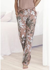 Lascana Schlafhose mehrfarbig Gr. 32/34 für Damen. Mit Allover-Druck, Samtband. Bequem. Nachhaltig.