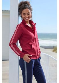 H.I.S. H.I.S Sweatjacke rot Gr. 32/34 für Damen. Ohne Ausschnitt und Badge, Logodruck. Bequem. Nachhaltig.