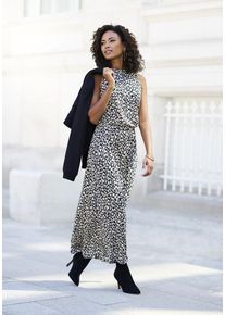 Lascana Jerseykleid mehrfarbig Gr. 34 für Damen. Hoch Geschlossener Ausschnitt und Allover-Druck. Figurumspielend. Nachhaltig.