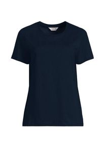 LANDS' END Supima T-Shirt mit Rundhalsausschnitt, Damen,  Blau, Baumwolle, by Lands' End