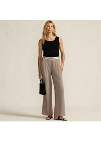 LANDS' END Satinhose mit Streifenbund, Damen,  Wei&szlig;, Polyester, by Lands' End