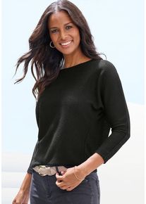Vivance Langarmshirt 'aus flauschigem Strick' schwarz Gr. 32/34 für Damen. Mit Rundhals. Bequem. Nachhaltig.