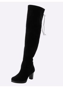 sheego Große Größen Overkneestiefel in Wildleder-Optik, schwarz, Größe 44 - Damen