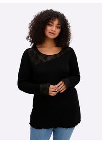 sheego by Joe Browns sheego Große Größen Langarmshirt mit schräg verlaufenden Kanten, schwarz, Größe 56/58 - Damen