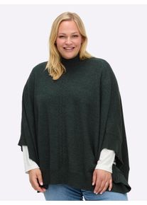 sheego Große Größen Strickponcho mit Zopfmuster, moos-meliert, Größe 40-46 - Damen