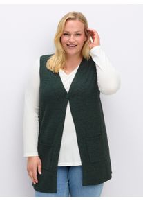 sheego Große Größen Strickweste aus Melangegarn, moos-meliert, Größe 56/58 - Damen