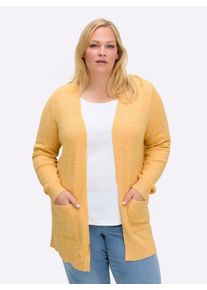 sheego Große Größen Strickjacke aus Melangegarn, verschlusslos, ocker-meliert, Größe 44/46 - Damen