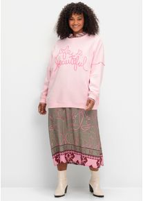sheego loves miss goodlife sheego Gro&szlig;e Gr&ouml;&szlig;en Sweatshirt mit Frontprint und Rundhalsausschnitt, pastellflieder-bedruckt, Gr&ouml;&szlig;e 48 - Damen