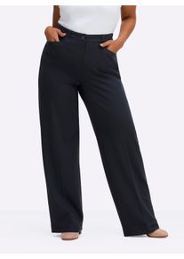 sheego Gro&szlig;e Gr&ouml;&szlig;en Jerseyhose in weiter Beinform, mit Dehnbund, tiefblau, Gr&ouml;&szlig;e 44 - Damen