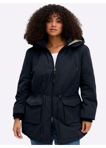sheego Gro&szlig;e Gr&ouml;&szlig;en Parka mit Teddyfleece-Kapuze, tiefblau, Gr&ouml;&szlig;e 58 - Damen