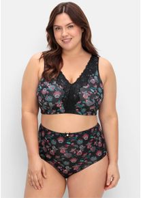 sheego Gro&szlig;e Gr&ouml;&szlig;en B&uuml;gelloser BH in Bustier-Form, mit Spitzenborte, tiefgr&uuml;n-bedruckt, Gr&ouml;&szlig;e 90G - Damen