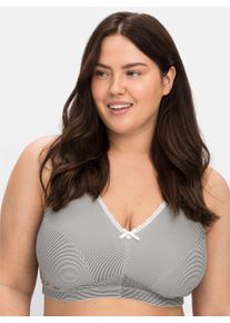 sheego Große Größen BH ohne Bügel im Doppelpack, anthrazit + weiß, Größe 115E - Damen