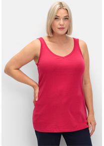sheego Gro&szlig;e Gr&ouml;&szlig;en Longtop mit weitem Ausschnitt, Rippqualit&auml;t, sorbet pink, Gr&ouml;&szlig;e 48 - Damen