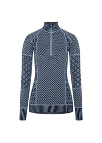 KARI TRAA Smekker Half-Zip Merinounterwäsche Damen Wandern (Gr L |blau)