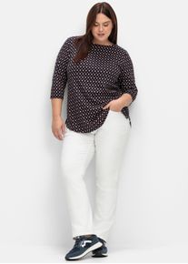 sheego Gro&szlig;e Gr&ouml;&szlig;en 3/4-Arm-Shirt mit Minimalprint, tiefblau-gemustert, Gr&ouml;&szlig;e 52/54 - Damen
