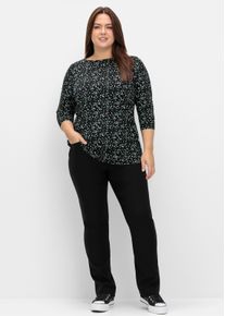 sheego Große Größen 3/4-Arm-Shirt mit Minimalprint, schwarz-gemustert, Größe 52/54 - Damen