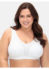 sheego Große Größen BH ohne Bügel mit Mesh-Einsätzen, weiß, Größe 110B - Damen
