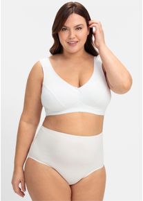 sheego Große Größen Entlastungs-BH ohne Bügel mit breiten Trägern, weiß, Größe 100F - Damen