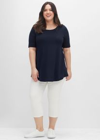 sheego Große Größen Longshirt mit abgerundetem Saum, nachtblau, Größe 44/46 - Damen