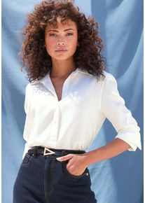 Lascana Hemdbluse weiß Gr. 34 für Damen. Mit tiefer V-Ausschnitt. Figurumspielend