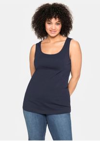 sheego Große Größen Tanktop in Rippqualität, marine, Größe 52 - Damen