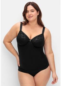 sheego Große Größen BH-Hemd mit Spitzen-Cups und Streifen, schwarz, Größe 90B - Damen