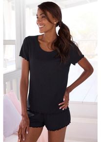 Vivance Dreams Shorty schwarz Gr. 32/34 für Damen. Mit Rundhals. Loose Fit. Nachhaltig.