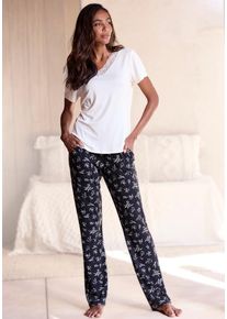 Vivance Dreams Pyjama mehrfarbig Gr. 32/34 für Damen. Rundhals und Allover-Druck. Bequem
