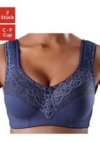 Petite Fleur sheego Gro&szlig;e Gr&ouml;&szlig;en Entlastungs-BH, blau+wei&szlig;, Gr&ouml;&szlig;e 80C - Damen