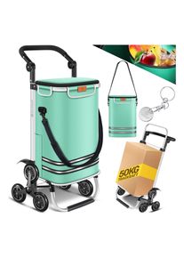 Kesser® Einkaufstrolley Treppensteiger mit Kühlfach klappbar mit 56L Kapazität und belastbar bis 50kg 3in1 Trolley Sackkarre & Umhängetasche Faltbarer Einkaufswagen inkl. Einkaufschip