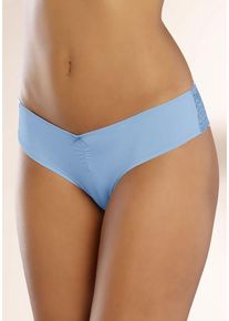 Lascana Brasilslip blau Gr. 48/50 für Damen. Mit Spitze, Schleife. Körpernah