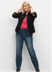 sheego Große Größen Kurzjacke in taillierter Form, aus Bengalin, schwarz, Größe 58 - Damen