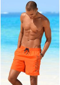 Badeshorts s.Oliver, Herren, Gr. XL (54/56), N-Gr, orange, Microfaser, Polyester, Badehosen Badeshorts, mit trendigem Logoprint, Topseller