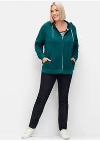 sheego Gro&szlig;e Gr&ouml;&szlig;en Sweatjacke mit Kapuze, petrol, Gr&ouml;&szlig;e 56/58 - Damen